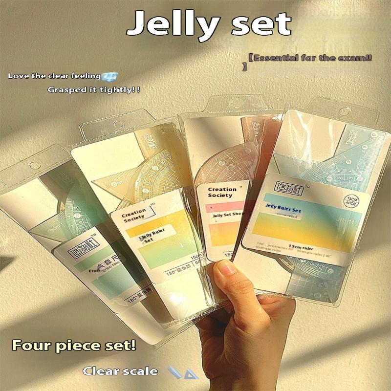 Ruler Set Transparent - Zestaw linijek galaretkowych 4 szt./zestaw 15