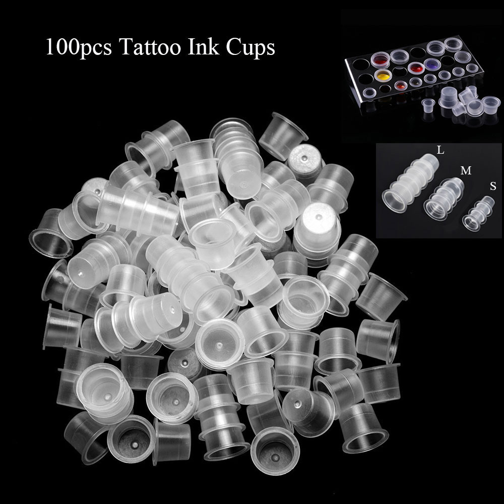 Calligraphy Ink Bottle - 100szt Przezroczyste kubki pigmentowe do tatuażu