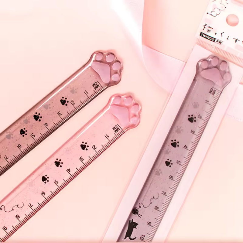 Ruler Set Transparent - Linijka z motywem kociej łapki, przezroczysta