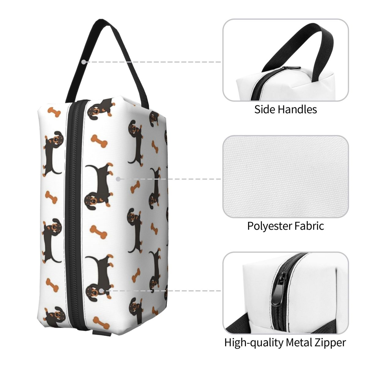 Tan Stationery & Office Supply - Czarno-brązowy piórnik z jamnikiem, etui na