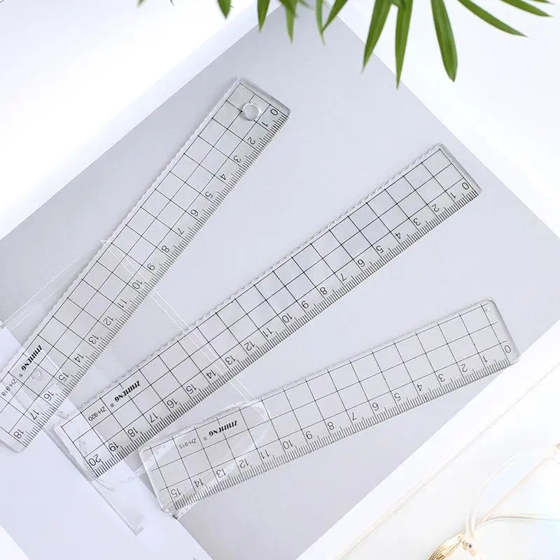 Ruler Set Transparent - 1 szt. Simple15cm 18cm 20cm przezroczysta